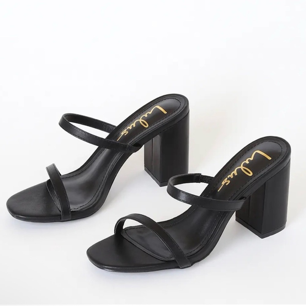 Lulus Ariellie Black Block Heels Size 6